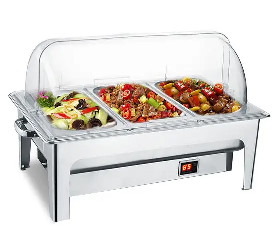 roll top electric chafing dish with plastic cover