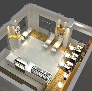Arredamento per Bancone Bar Centro Commerciale <span class=keywords><strong>Design</strong></span> 3D Interno Caffetteria - Product Image 4