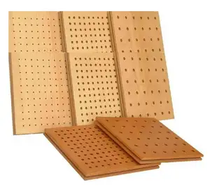 TianGe Fabriek mdf houten geperforeerde Gegroefde houten akoestische panel decoratieve geluidsabsorberende board