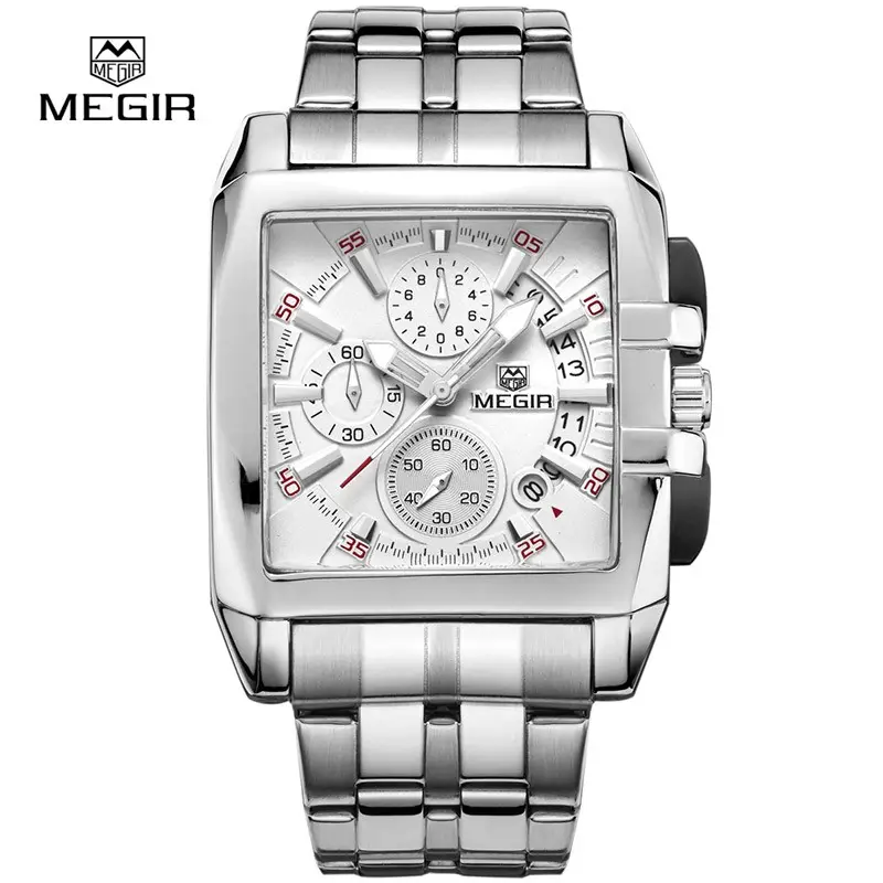 Megir رجال الأعمال الجديدة ساعات كوارتز أزياء العلامة التجارية كرونوغراف ساعة اليد للرجل حار ساعة للذكور مع التقويم 2018
