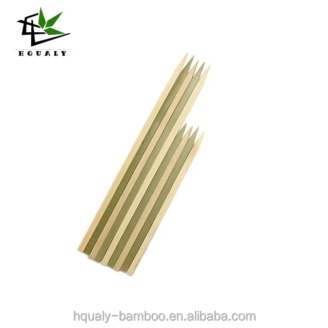 big size barbecue skewer bamboo flat skewer with green skin