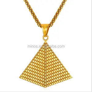 24k Gold Egyptian Pyramid Pendant Necklace