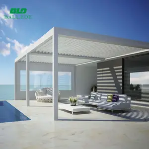 Louver Naungan Matahari Otomatis Tahan Hujan, Atap Teras 4X3 Aluminium Pergola Luar Ruangan