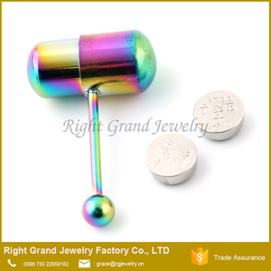 Stud Barbell Joyería <span class=keywords><strong>Piercing</strong></span> Del Cuerpo/de Acero Quirúrgico Anillo de La Lengüeta Vibrante - Product Image 1