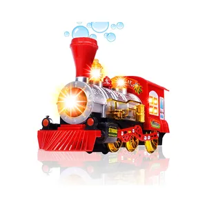 Toys Steam Train Locomotive Engine Car Bubble Blowing Bump & Go Battery Operated Toy Train w/Lights & Sounds