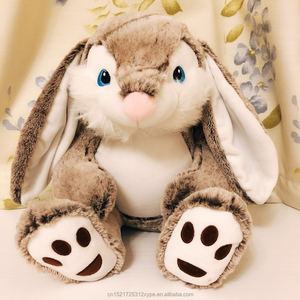 لطيف أرنب محشو مع سستة و انفصال القرون المطرزة ألعاب من نسيج مخملي - Product Image 3