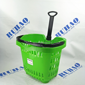 RH-BPR56 540*400*435mm Verde Big apple Tamanho Cesta De Supermercado Carrinho Cesta De Rolamento Cesta De Compras - Product Image 2