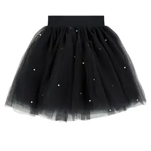 Saia de tule preta para meninas, mini saia curta de alta qualidade