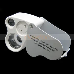 30X 60X הכפול עדשת LED מואר מיקרוסקופ Pocket זכוכית מגדלת תכשיטי Jewelers עיניים זכוכית מגדלת מגדלת משקפיים