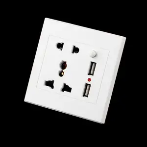 Universal USB Wall Socket AC 110-250V Dual USB Electric Wall Charger Dock Station Socket Power Outlet Panel PlateとSwitch