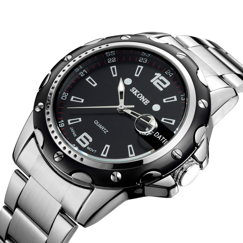 Skone 7147 Watch Men's Business Calendar Steel Band Fashion