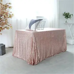 Sequin Rectangular Table Cloth, Rose Gold 60x102" Sparkly Table Cover for Wedding/Party/Event Decoration