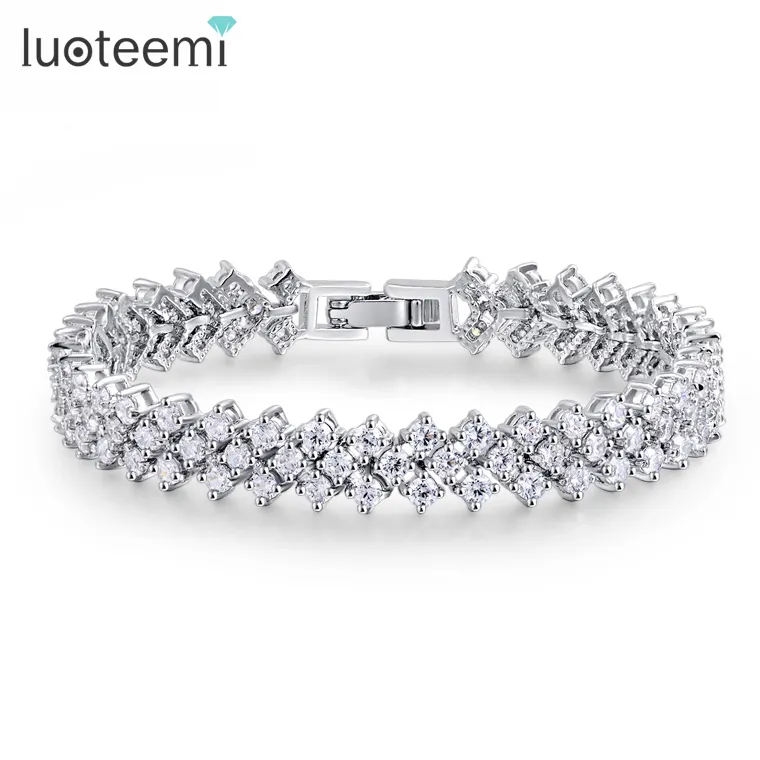 LUOTEEMI Moda di Lusso Dei Monili di Zircon Dei Braccialetti E Dei Braccialetti Dei Monili di Costume di UN AA Cubic Zirconia Nozze di Diamante Da Sposa Braccialetto