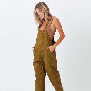 Parte posteriore scollata, 100% cotone kaki ricamato hippy donne <span class=keywords><strong>tuta</strong></span> - Product Image 3