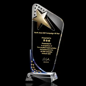 Honorable Personalized Crystal Five Star Trophies Service Awards for Employee Recognition