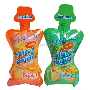 Factory high quality stand up pouch,bottle shape flexible packaging bags,BPA free baby food soft plastic standing up bags