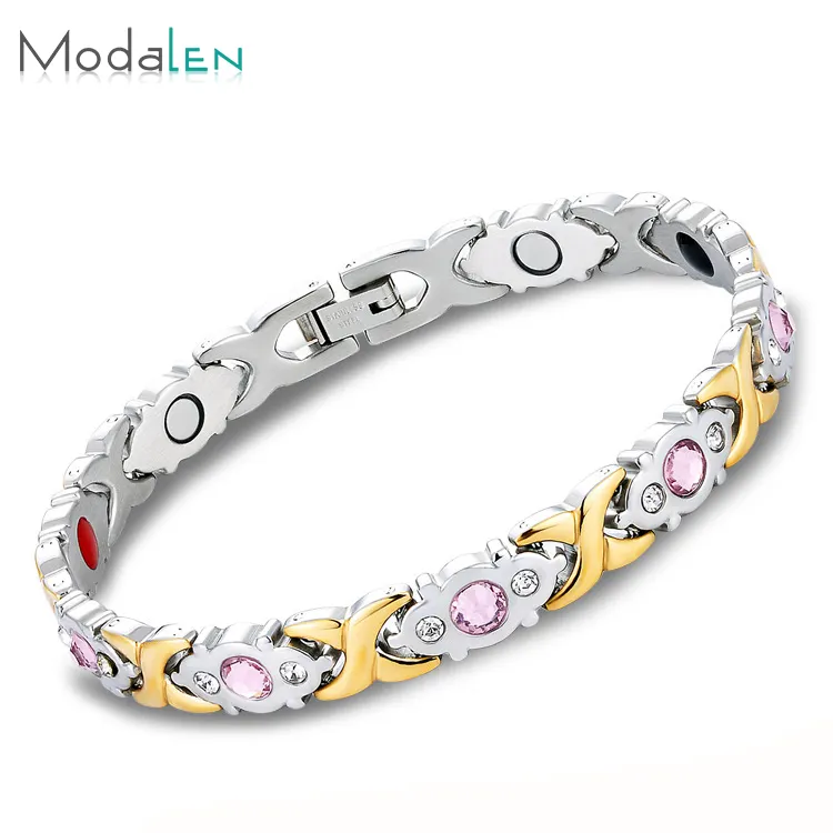 Modalen Gelang Magnetis Wanita, Gelang Magnetik Batu CZ 2000 Gauss Mode Grosir