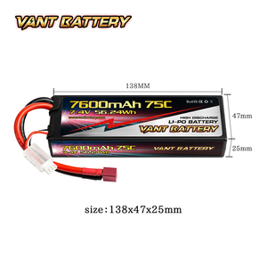 Lipo יצרן סיטונאי טוב איזון 7600 mAh 7.4 V 75C rc רכב <span class=keywords><strong>bettery</strong></span> חבילה עם T תקע - Product Image 3