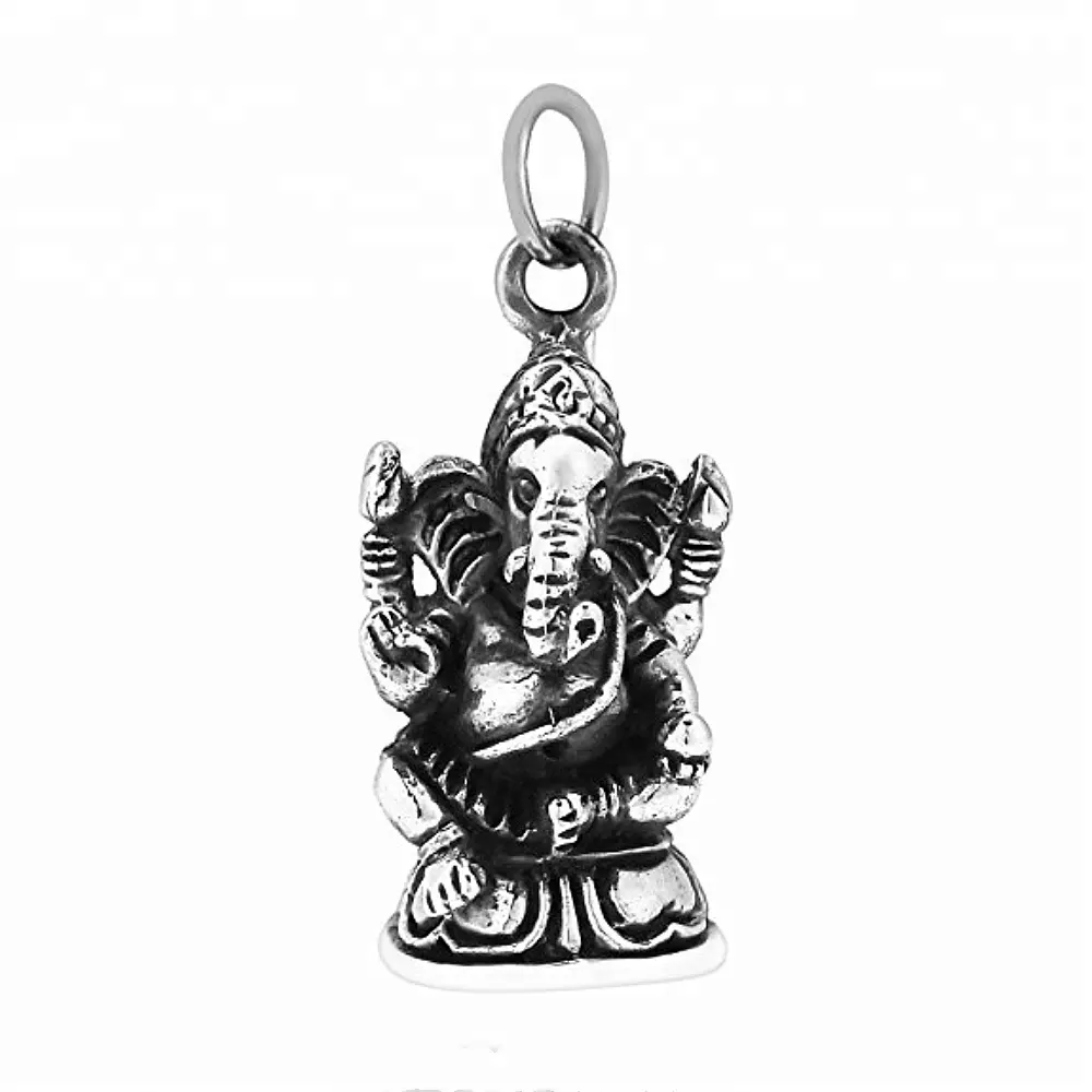 Diseño especial al por mayor elefante collar de encanto antiguo de plata amuleto joyería colgante ganesha colgante