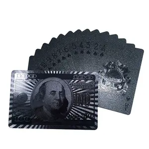 Cartas de plástico negras para juego de mascotas, cartas de póker