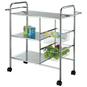 Best OEM home Organizer Taiwan household storage manufacturer Housewares furniture metal fordable 3 tier kitchen trolley