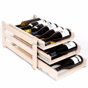 Estante para vino de madera rústica con cajón ajustable, mueble deslizante clásico, Enfriador de almacenamiento de vino, regalo perfecto, novedad - Product Image 3