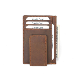 Pazzo cavallo da uomo sottile stile Vintage portafoglio in vera pelle magnetico fermasoldi porta carte con blocco RFID - Product Image 5
