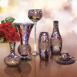 Vase <span class=keywords><strong>en</strong></span> verre mosaïque miroir <span class=keywords><strong>arc</strong></span>-<span class=keywords><strong>en</strong></span>-<span class=keywords><strong>ciel</strong></span> brillant <span class=keywords><strong>de</strong></span> luxe pour la décoration <span class=keywords><strong>de</strong></span> la maison Arrangement <span class=keywords><strong>de</strong></span> <span class=keywords><strong>Table</strong></span> à fleurs - Product Image 3