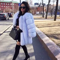 Mùa Đông Lớn Dài Đầy Màu Sắc Màu Hồng Đen Trắng Racoon Fur Coat Lady Girl Phụ Nữ Bất Fox Mink Fux Fur Coats