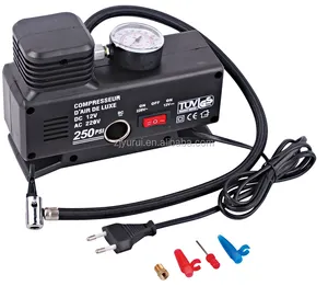 Convenient 12V air pump can switched AC230V car mini air compressor with analog gauge tyre inflator