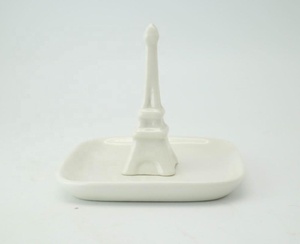 Plato Redondo de Cerámica Personalizado con <span class=keywords><strong>Torre</strong></span> <span class=keywords><strong>Eiffel</strong></span> Dorada para Decoración - Product Image 5