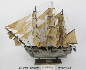 "USS Constitution" holz piraten schiff modell, 78cm länge Antique Silver segelboot modell