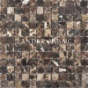 Color marrón oscuro polaco emperador oscuro baldosas de mosaico de mármol para las paredes y el suelo