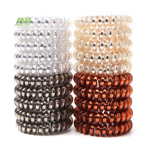 100 pièces/lot, élastique à cheveux en métal punk <span class=keywords><strong>de</strong></span> haute qualité, <span class=keywords><strong>fil</strong></span> téléphonique enroulé, élastique à cheveux <span class=keywords><strong>de</strong></span> 5 cm, bandeau pour cheveux, porte-queue <span class=keywords><strong>de</strong></span> cheval, <span class=keywords><strong>bracelet</strong></span> - Product Image 1