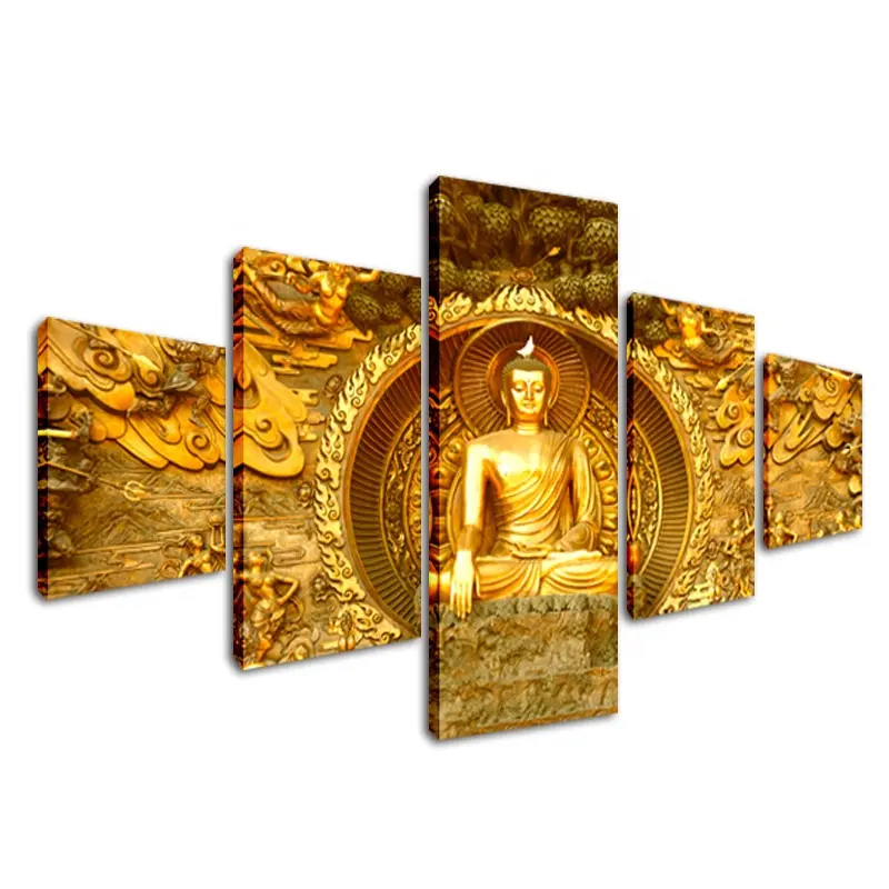Múltiples paneles para decoración de pared, pintura de arte de gran Buda dorado, impresión sobre lienzo