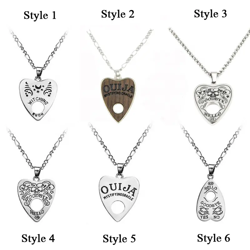 Steel Vintage Kalung Wanita Pria Gothic Ouija Bentuk Papan Perhiasan Rantai Kalung Liontin Hati Halloween Hadiah Unisex