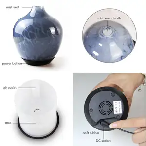 Glass Aromatherapy Diffuser 2023 New Design Factory Supply New 120ml Blue Art Glass Essential Oil Electric Aromatherapy Humidifier Aroma Diffuser
