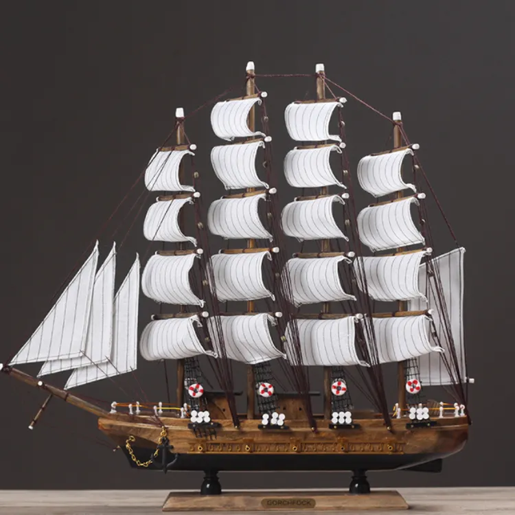 Wholesale Painted wood sailing boats as birthday present Ship Model for home decoration