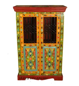 Armoire en bois massif antique Jali, vente en gros, meubles de style indien peints à la main pour la maison, salon - Product Image 1