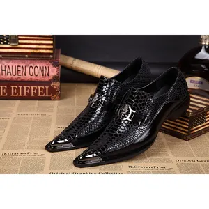 Черные туфли для выпускного вечера NA011, мужские кожаные свадебные классические туфли ручной работы, кожаные туфли на плоской подошве с металлическим острым носком