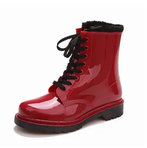 Hotsale 숙 녀 플라스틱 fashional pvc warm 겨울 비가왔으믄 져 & # boots 와 털 안 감