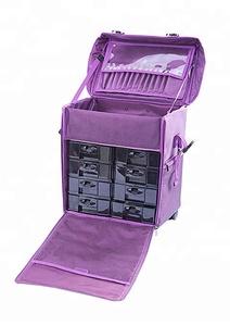 Truccatrice professionale 2 in 1 trenino per il trucco astuccio per cosmetici Organizer morbido Trolley/cassetti portaoggetti e fibbie in metallo - Product Image 4