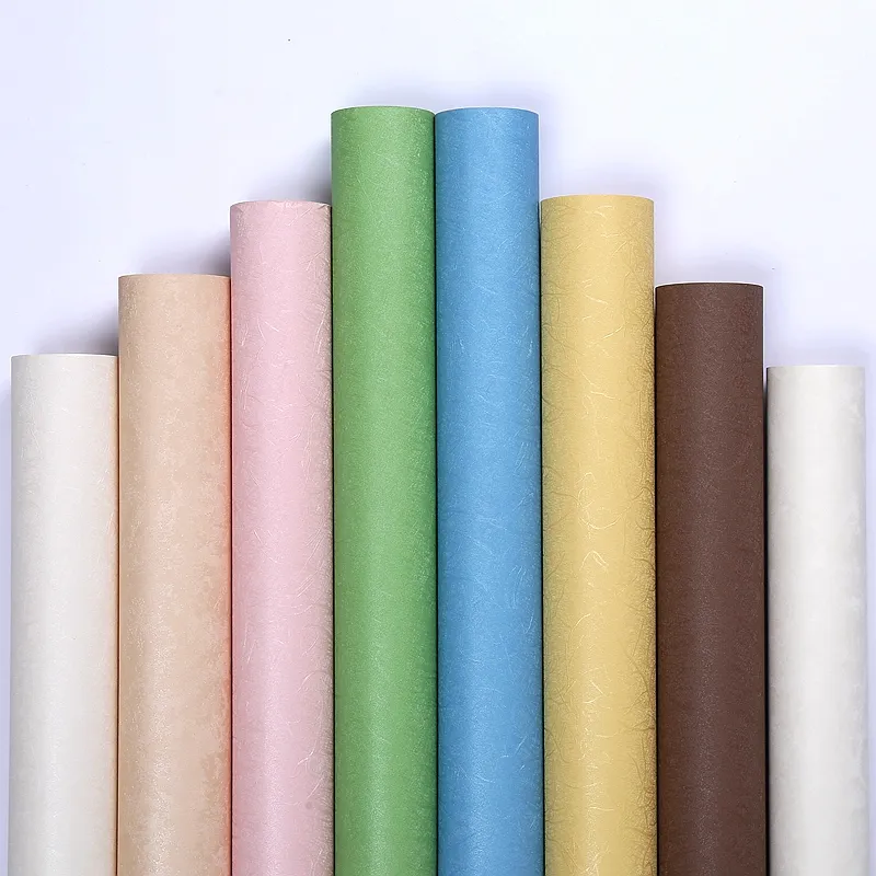 Solid color brushed PVC waterproof wallpaper for living room, bedroom and office