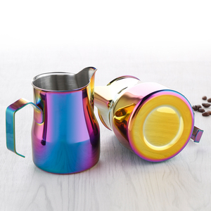 Nueva jarra para <span class=keywords><strong>espumar</strong></span> <span class=keywords><strong>leche</strong></span> de acero inoxidable 2026, jarra de café Espresso de Color dorado para Barista Craft - Product Image 6