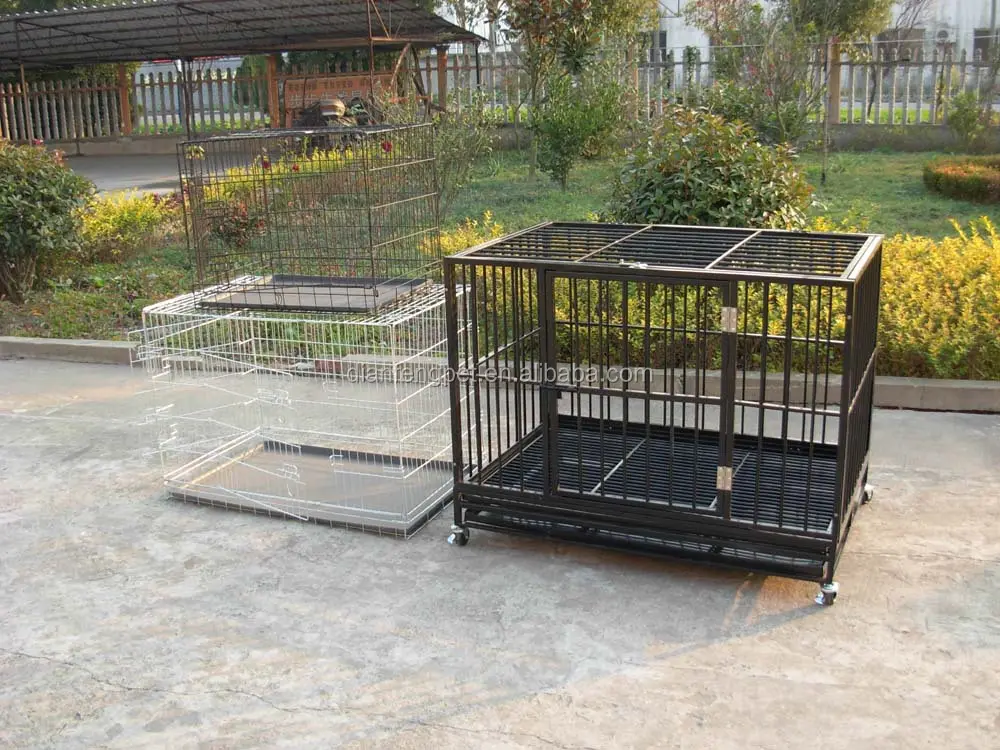 china galvanized steel iron double heavy duty strong stainless large dog cage for sale cheap