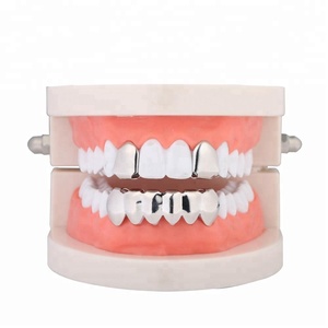 BES Europa y América Hip Hop Grills dientes oro plata Color Grillz Halloween <span class=keywords><strong>disfraz</strong></span> dentaduras para hombres <span class=keywords><strong>rapero</strong></span> cuerpo joyería - Product Image 6