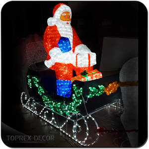 Décoration de Noël lumineuse de haute qualité, résistante aux intempéries, en acrylique 3D, avec Père Noël, traîneau <span class=keywords><strong>et</strong></span> <span class=keywords><strong>rennes</strong></span>, blanc chaud, LED - Product Image 4