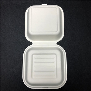 Hộp Có Thể Phân Hủy Màu Trắng 9 Inch Hộp Cơm Mía Bộ Đồ Ăn Dùng Một Lần Giấy Phân Hủy Sinh Học - Product Image 5