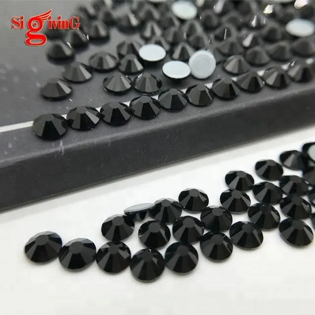 Top quality hot fix Stones manufacturer in China sparkling rhinestone in Jet black color