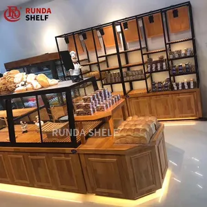 Хорошее качество хлебопекарный магазин 4 уровня Розничная торговля Деревянный Хлеб стенд